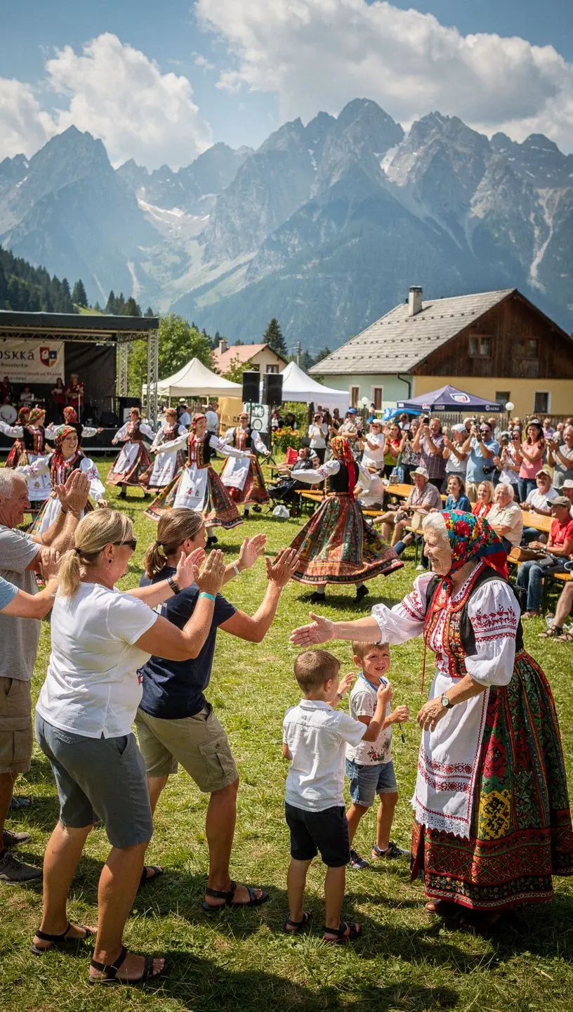 A traveler enjoying a guided walk through a charming Slovakian historic district, taking in the architecture.