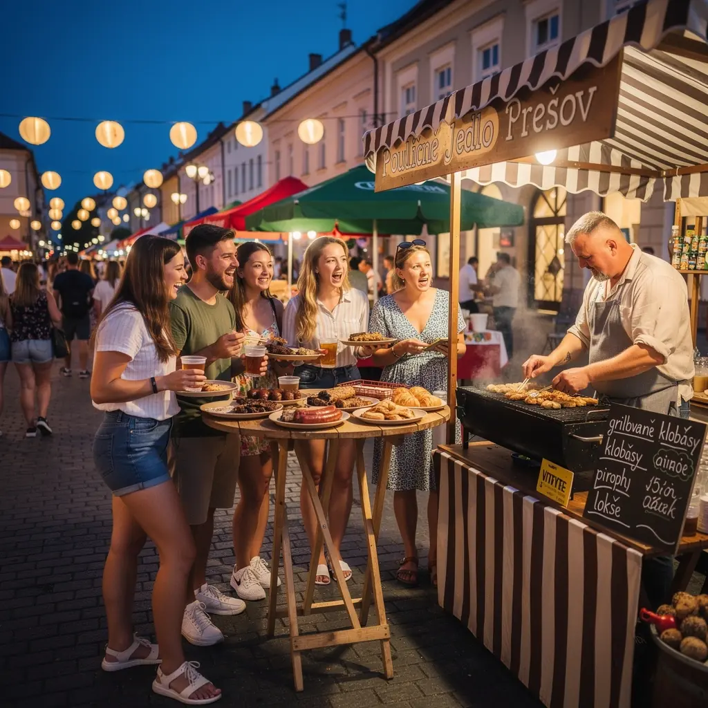 An informative signpost displaying local etiquette tips and key phrases for visitors in Slovakia.